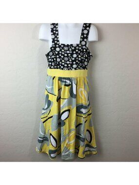 My Michelle Girl's Yellow Dress Church Geometric Black Gray White Size 8